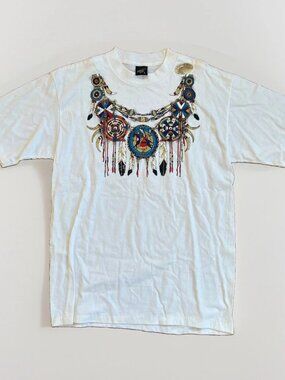 Diamond Dust - Native Necklace Feather Horse T-Shirt XL NEW w/Sticker VTG 90s